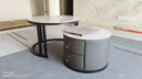 凌沐瑾 岩板茶几客厅小户型简约轻奢可伸缩圆形茶几电视柜组合 双抽-黑架70白50白岩板-灰抽D 实拍图