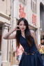 JIOESC2025新款无袖v领挂脖条纹连衣裙女夏季百褶裙露背短裙甜妹a字裙子 藏蓝色+腰带 S 实拍图