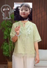 啄木鸟（TUCANO）时尚妈妈装夏套装2025新款贵夫人上衣小衫中老年女装夏季两件套 绿色上衣+米色阔腿裤 3XL 建议115-125斤 实拍图