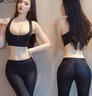 惹火猫 情趣内衣夫妻开裆瑜伽裤套装情趣用品拉链【裤子+上衣】 R1336黑 实拍图