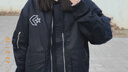 匡威（Converse）官方 春日外套男女美式复古飞行员夹克10024169 墨黑色/10024169-A03 M 实拍图