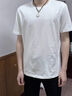 布先生春夏季短袖T恤男士纯棉小白T纯色内搭打底衫 白色 3XL(190) 实拍图