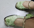 达芙妮穆勒鞋女包头绣花粗跟中跟文艺夏季外穿拖鞋2025新款夏季少女网红 绿色 38 标准码 实拍图