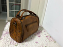 索陌进口头层牛皮包包复古包女手工包女皮包女真皮女包手提包女斜挎包女枕头包波士顿包时尚休闲百搭植鞣皮 深棕色 实拍图