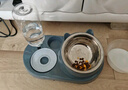 憨憨乐园 猫碗狗碗宠物食盆猫咪双碗粮盆自动饮水机喝水器喂食用品 蓝 实拍图