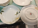 厚秀堂景德镇骨瓷碗碟盘套装家用组合新款陶瓷餐具中式简约饭碗面碗 7.5英寸深盘（2个）百合花 实拍图