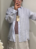 无印良品（MUJI）女式 汉麻水洗衬衫领长袖衬衫女士衬衣外套外衣 25年夏季女装上衣 蓝色条纹 L （165/88A） 实拍图