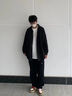 NEW OR MODE春秋季垂感冰丝短衬衫男士长袖外套胖子大码美式潮流牌痞帅衬衣夏 7636-黑色 XL 实拍图