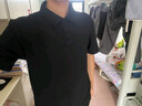GENIOLAMODE[敖瑞鹏代言]polo衫男士短袖夏季重磅华夫格t恤男装潮 黑色 L 实拍图