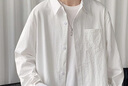 Homlean日系纯色文艺衬衫男春夏长袖打底高级感港风休闲内搭HL02白色XL 实拍图