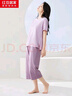 红豆居家夏季情侣全棉睡衣简约休闲风短袖家居服套装可外穿春夏 香芋紫（女款） M 165/88A 实拍图