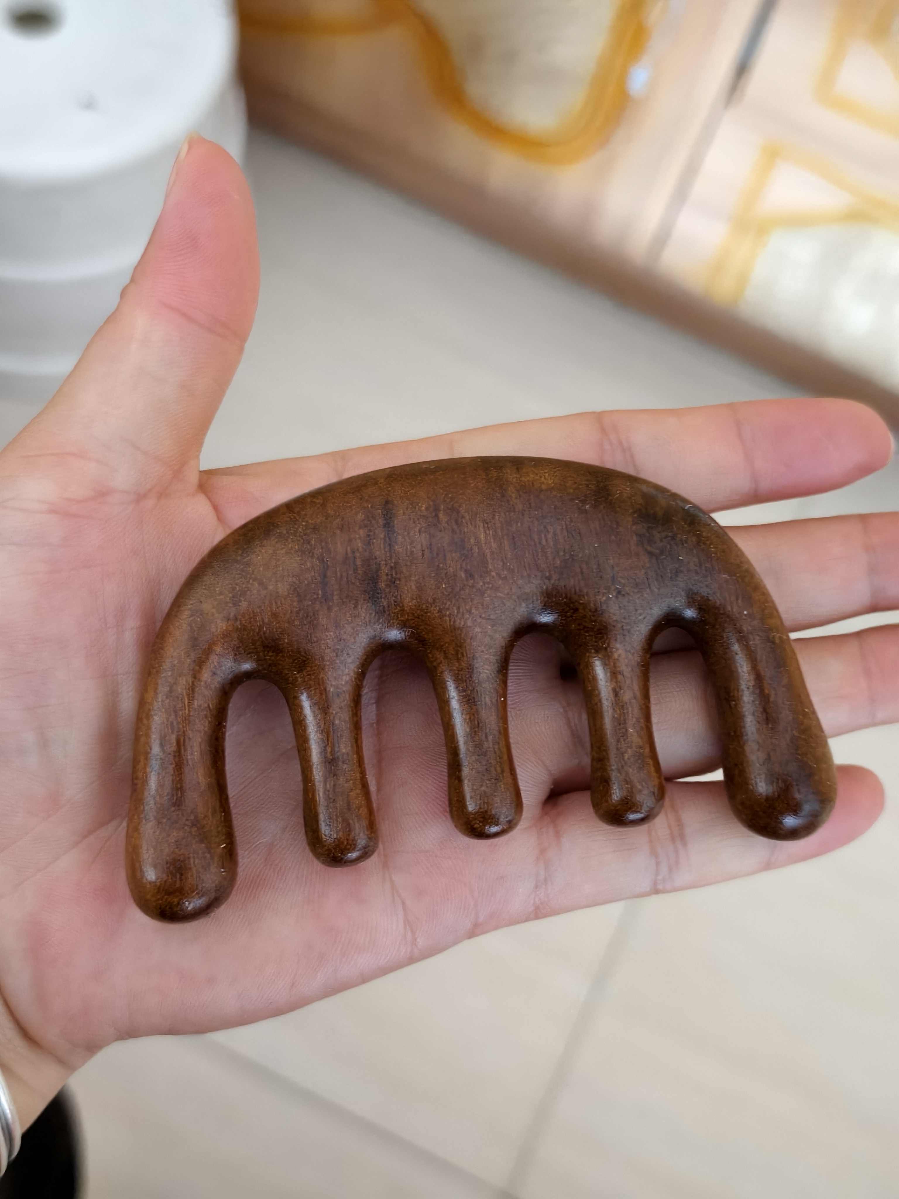 摩范头部五齿按摩梳檀木梳子梳头女头皮经络专用防大宽齿梳不易脱发 经络按摩梳【檀木】 实拍图