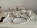 传世瓷 碗碟套装欧式奢华骨瓷餐具套装家用 景德镇高档西式创意碗盘子 作品花色名称：奢华手工镶金竹影（礼盒包装） 实拍图