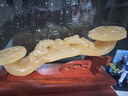 菲斯铂亚天然玉石如意摆件客厅玄关电视柜酒柜装饰品摆件高档乔迁新居礼品 双龙戏珠如意黄玉80cm配玉扣吊坠 实拍图
