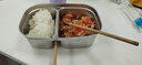 百畅304不锈钢保鲜饭盒上班族学生食堂打饭带饭分格快餐便当盒微波炉 【双格】304饭盒+密封盖1200ml 实拍图