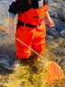 熊火女士下水裤赶海装备大人水裤下半身涉水服全身防水雨裤带雨鞋连体 女款橘红色下水裤【3D修身】 37码 实拍图