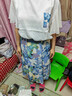 冰洋红2025新款连衣裙子夏天女装夏季碎花裙女士两件衣服小个子雪纺短袖 蓝色 2XL(建议125-135斤) 实拍图