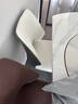 PEOY意式轻奢餐椅网红餐厅现代简约软靠背休闲高级感椅子家用 [米白灰]优质皮革+加粗碳素钢腿 实拍图