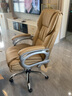 凯联（KAILIAN）真皮老板椅可躺办公椅按摩大班椅舒适久坐电脑椅家用转椅高档椅子 米黄色+搁脚 头层牛皮 实拍图