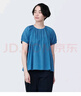 无印良品（MUJI） 女式 强捻短袖罩衫女装衬衫衬衣内搭夏季款纯棉全棉上衣BC2J8C4S 蓝色 M 160/84A 实拍图