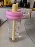 物生物（RELEA）tritan材质防摔茶水分离吸管杯便携大容量女生杯子 粉波椰椰 660ml 实拍图