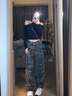 尤克达蒂（yookdd） 美式迷彩工装裤牛仔裤女生秋冬季宽松梨形身材阔腿牛仔裤子 迷彩工装裤女 L 【建议105-115斤】 实拍图