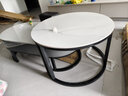 森生林岩板茶几客厅小户型简约轻奢椭圆形可伸缩茶桌 C14-1黑架灰箱 雪山白+雪山白 100cm椭圆茶几+70cm小圆边几 实拍图
