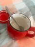 贝瑟斯马克杯陶瓷杯带盖带勺办公家用杯子 简约光滑水杯 经典咖啡杯红色 实拍图