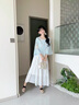 丹珠娜（DanZhuNa）新中式连衣裙女装春季2025夏季新款国风套装绝美汉服改良版长裙子 蓝色上衣+白色裙子 M 实拍图