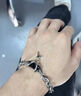 蔓笙[刻字]星芒十字架手链男潮嘻哈双层叠戴男士手链小众男生手环礼物 黑色款 实拍图