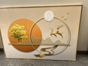 瑞尚（RUISHANG） 北欧客厅装饰画轻奢沙发背景墙挂画简约墙上壁画餐厅玄关墙画 鹿鹿高升 左右50*70+中间100*70烤瓷镶钻 实拍图