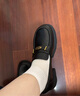 百丽（Belle）元宝乐福鞋女2025春新棕色英伦粗跟小皮鞋单鞋D2S1DAA5 黑色-宽版 38 (240mm) 实拍图