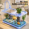 阔庭（KUOTING）鱼缸水族箱生态桌面鱼缸新款懒人鱼缸生态造景过滤制氧一体机蓝色 实拍图
