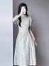 丹珠娜（DanZhuNa）新中式连衣裙女装2025夏季新款气质改良国风少女旗袍改良裙子夏天 杏绿色（无饰品） 3XL 实拍图