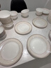 康琴（KANGQIN） 碗碟套装简约防烫高脚吃饭碗套装组合家用面碗菜盘家用陶瓷餐具 时尚小资8英寸饭盘4个装 实拍图