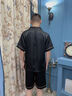 俞兆林睡衣男夏季薄款冰丝短袖短裤青少年男生可外穿大码家居服套装 NSLIG-黑色绣字母男双短 3XL （建议160-180斤） 实拍图