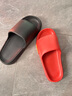 稻草人拖鞋男女居家用洗澡厚底浴室内可外穿情侣静音中国红凉拖 红40-41 实拍图