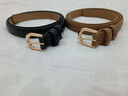 紫心竹皮带女士真皮细款简约百搭腰带女装饰裤子双面牛皮针扣裤腰带时尚OL通勤 黑色 实拍图