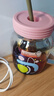 炊大皇玻璃杯女茶水分离吸管杯子耐高温高硼硅水杯800ML（小蓝花） 实拍图