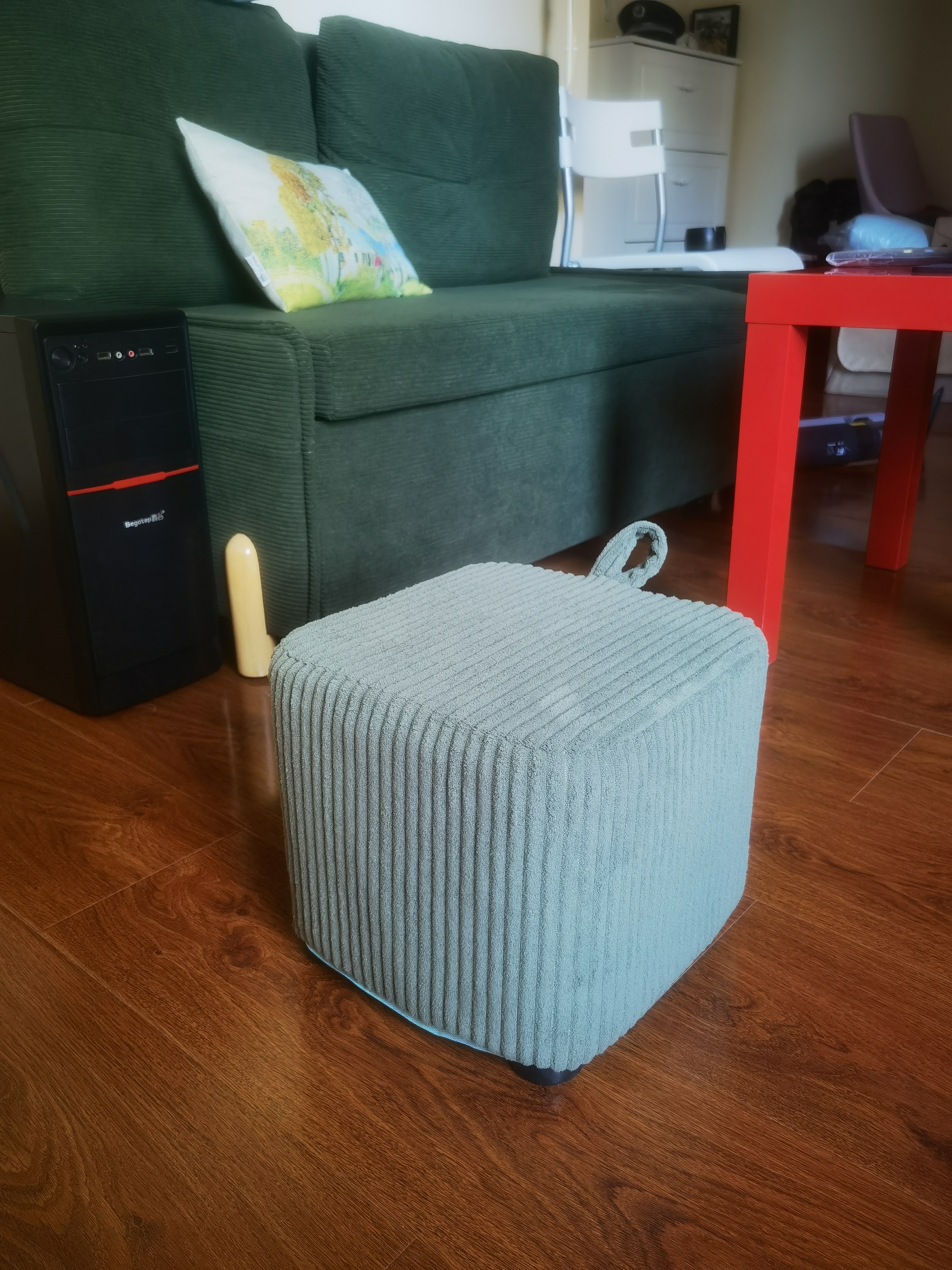 心有良家小凳子家用矮凳创意软座凳小方凳板凳门口换鞋凳Y023灯芯绒宝石绿 实拍图
