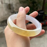 行芳 缅甸玉手镯老坑冰种玉镯浅绿油青玉手镯宽飘花玉石处理镯子女款 内径57-58mm 实拍图