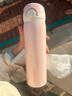 炊大皇弹盖保温杯316L不锈钢真空锁温水杯男女学生便携杯子 樱花粉480ml 实拍图