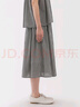 无印良品（MUJI）女式 强捻 抽褶裙 长半身裙女裙子女装格子裙25年夏季BE1VEC5S 黑色格纹 S （155/62A） 实拍图