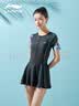 李宁（LI-NING）泳衣女连体裙式修身显瘦游泳衣舒适透气温泉度假泳装088 黑色L 实拍图