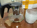 茶壶泡茶器整套茶具茶水分离玻璃耐热泡茶壶花茶套装茶漏 黑把一壶四杯 1000ml 实拍图