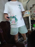 真维斯（Jeanswest）女童夏季套装2026新款女大童短袖T恤两件套儿童花苞短裤夏装衣服 【纯棉100%】白绿/J荷叶猫 150 实拍图