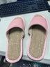 果洛菲亚麻拖鞋男女款四季情侣室内防滑棉麻布地板凉拖 粉色 38/39  实拍图