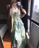 南木熊连衣裙林间浮夏吊带气质吊带裙女2025年夏季新款印花显瘦收腰长裙 吊带连衣裙【80-100斤】 带胸垫 实拍图