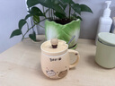 盛樱咖啡杯子男女情侣水杯牛奶杯子陶瓷马克杯陶瓷杯卡通 带盖子茶杯 卡通熊 米黄 实拍图