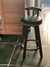 木普森实木碳化吧台椅美式旋转酒吧椅前台高脚椅子创意高脚吧台凳子家用 73cm 碳化架 带麻绳 墨绿皮 实拍图